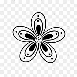 黑白线条手绘植物花朵