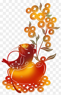 生肖鼠鼠年手绘剪纸风老鼠报福