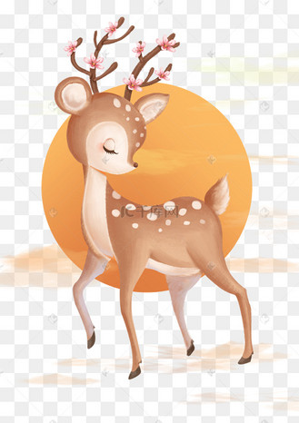 麋鹿手绘风景背景