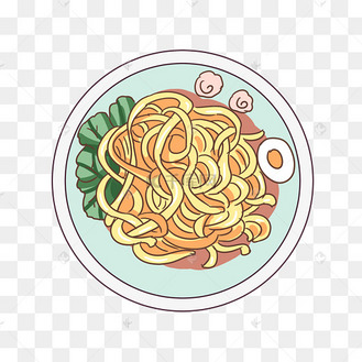 美味的炒面卡通插画