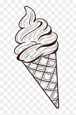 冰淇淋线描画黑白图片