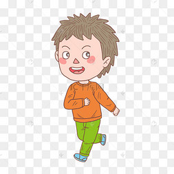 手绘人物慢跑少年秋季男生卡通形象插画合集手绘卡通男生png格式手绘