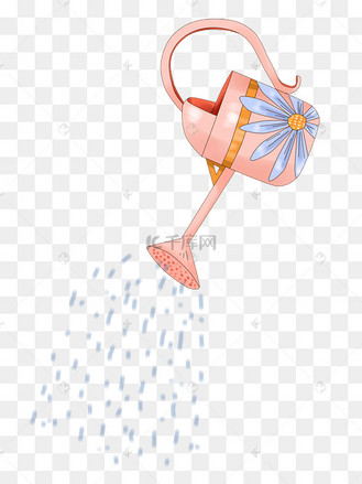 卡通手绘厚涂小清新浇花水壶png