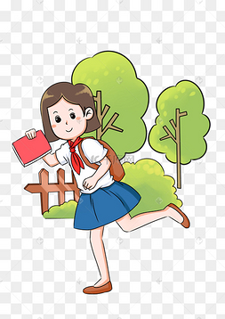 png下载psd校园系列校服卡通女孩手绘插画下载 png下载psd开学季可爱