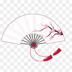 手绘淡粉色扇子插画