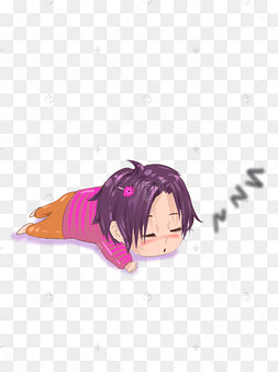 q萌趴着睡觉的小男孩设计元素