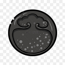 手绘黑色砚台插画