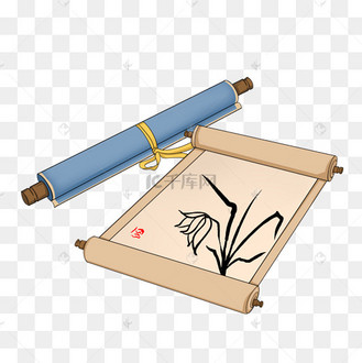 手绘中国风画轴插画