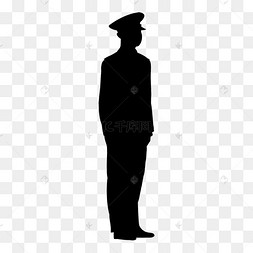 军人立正站姿剪影