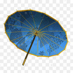 古典油纸伞水墨中国风png蓝色唯美