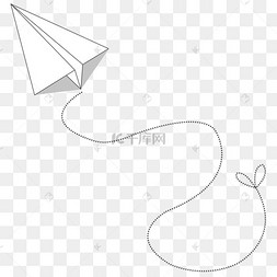 卡通手绘虚线飞机