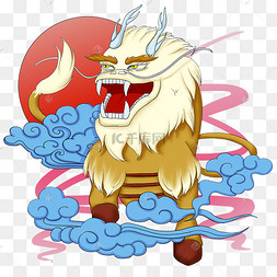 祥瑞动物麒麟中国风红色麒麟窗花剪纸红色麒麟剪纸黄色麒麟剪纸天禄