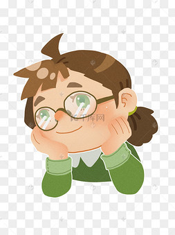 卡通女孩头像戴眼镜