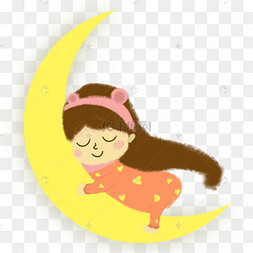 卡通月亮上的女孩