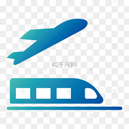 蓝绿色渐变扁平手机app飞机出差常