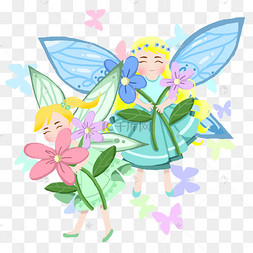 卡通手绘春天美丽的精灵女孩