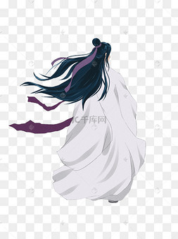白衣男子背影手绘png白衣男孩冥想运动插画练武功的水墨侠客水墨武侠