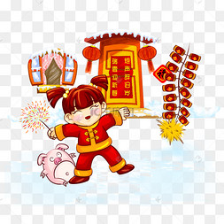 放鞭炮孩