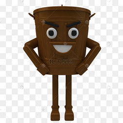 卡通分类垃圾桶之棕色湿垃圾