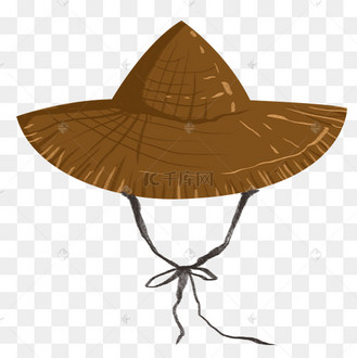 棕色斗笠草帽插画