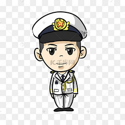 手绘卡通立正军姿