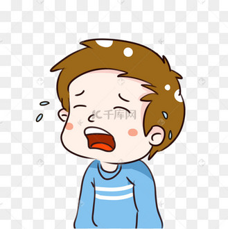 手绘卡通哭泣的小男孩
