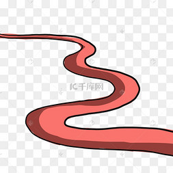 手绘红色蜿蜒小路