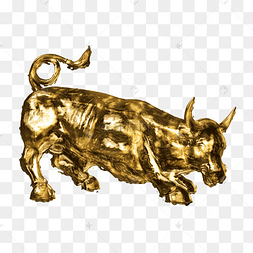 黄金元素金牛低头雕塑贴图