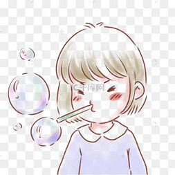 女孩吹泡泡