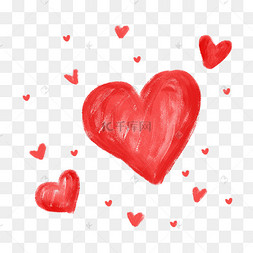 蜡笔风格红色爱心png免抠图