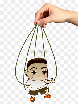 剪纸风格卡通木偶人