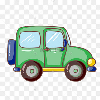 卡通手绘绿色越野车插画