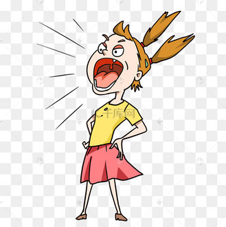 大声呼喊的小女生卡通png