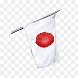 红色日本国旗飞扬的国旗插画手绘