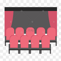 红色电影院卡通插画