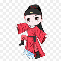 手绘卡通中国风古风武侠男子q版