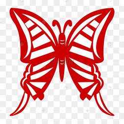 红色蝴蝶剪纸插画