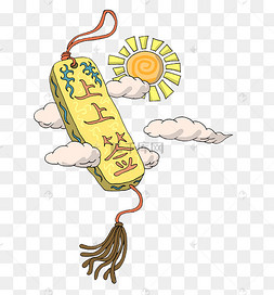 卡通手绘求签筒元素手绘卡通扁平上上签免扣元素手绘竹签签筒手绘竹签