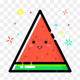 矢量mbe风格红色三角西瓜
