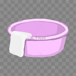 紫色的卡通脸盆插画