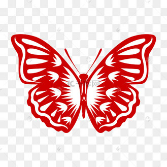 红色树叶花纹蝴蝶