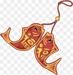 古风手绘小猪包抱锦鲤年年有鱼png素材虎年福运虎年吉祥年年有鱼手绘