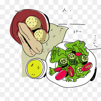 蔬菜沙拉速写png免抠