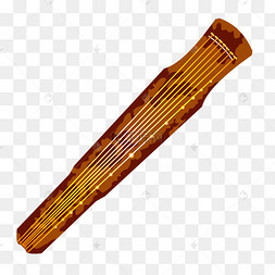 古代乐器棕色古琴矢量