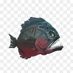恐怖魔鬼鱼卡通插画