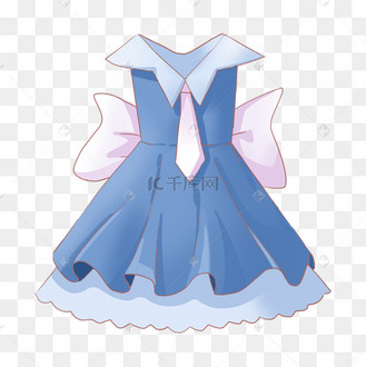 蓝色淡雅裙子穿着服饰元素