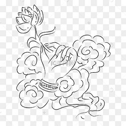 手绘佛手莲花线稿下载 png下载ai拿玉如意的敦煌佛手下载 png下载psd