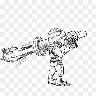 线描军人导弹插画