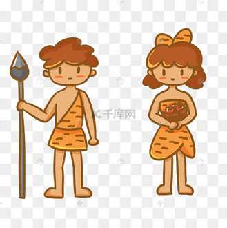 原始古代野人夫妇情侣土著石器时代远古