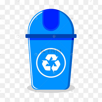 蓝色可回收垃圾桶图标